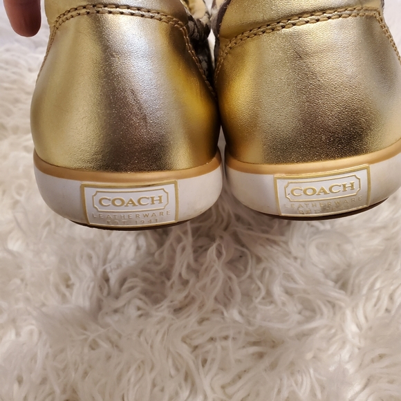 COACH| Womens Barrett gold and brown sneakers| size 8 - Picture 5 of 10